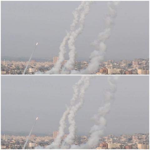 المقاومة قالت إنها أطلقت 7 صواريخ على القدس (رويترز)