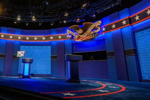 منصة المناظرة الرئاسية الأميركية في ناشفيل في ولاية تينيسي في 21 تشرين الاول/اكتوبر 2020.