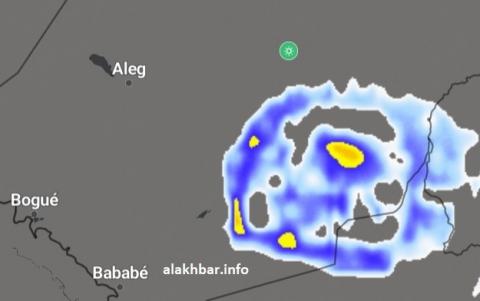 سحب ماطرة وصلت شرق البراكنة نحو الساعة: 21:00 قادمة من غرب العصابة، ومتجهة صوب شمال كوركل وجنوب البراكنة   