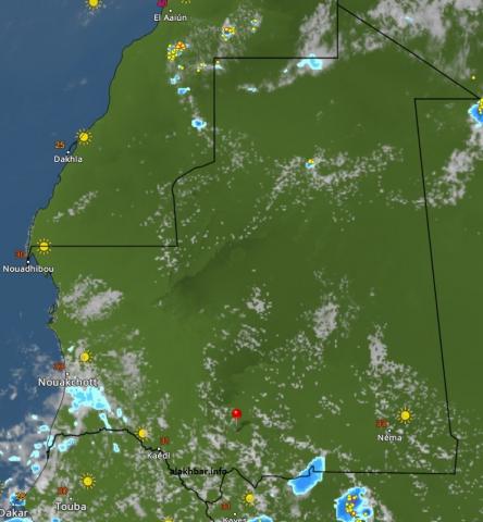 خارطة انتشار السحب الماطرة في أجواء البلاد عند الساعة: 13:30