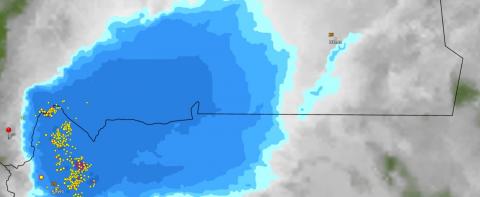 خارطة توزع السحب الماطرة عند الساعة: 21:27