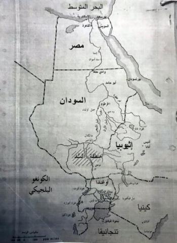 الأرشيفات الوطنية البريطانية Image caption خريطة من ملفات وزارة الخارجية البريطانية توضح خط سير نهر النيل، ومواقع المشروعات التي اقترحتها مصر قبل 74 عاما على بحيرة تانا، وفي أوغندا، وجنوب السودان. (تنجانيقا المشار إليها في نهاية الخريطة هي تنزانيا حاليا).