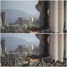 جانب من موقع الانفجار في مرفأ بيروت في صورة التقطت يوم 8 أغسطس آب 2020.  - رويترز. reuters_tickers